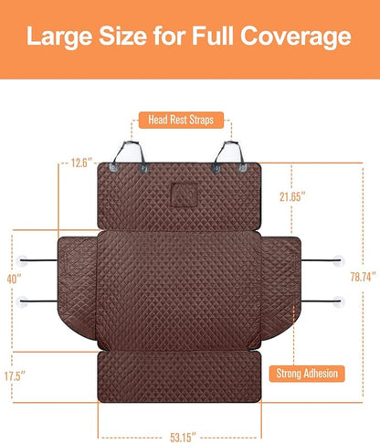 PETICON SUV Cargo Liner for Dogs, Waterproof Pet Cargo Cover Dog Seat Mat for SUVs Sedans Vans with Bumper Flap Protector, Non-Slip, Large Size Universal Fit, Brown