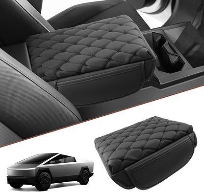 SKTU 2024 2025 2026 Cybertruck Accessories Center Console Cover for 2024 2025 2026 Tesla Cybertruck Armrest Cover Cybertruck Accessories Cybertruck Center Console Cushion (Argyle&Black Dots w/Pockets)