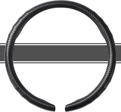 West Llama Carbon Fiber Car Steering Wheel Cove,rThin Steering Wheel Wrap Universal 14.5-15 Inch,Fit Cars,SUVs,Trucks(Black-O-Shaped)
