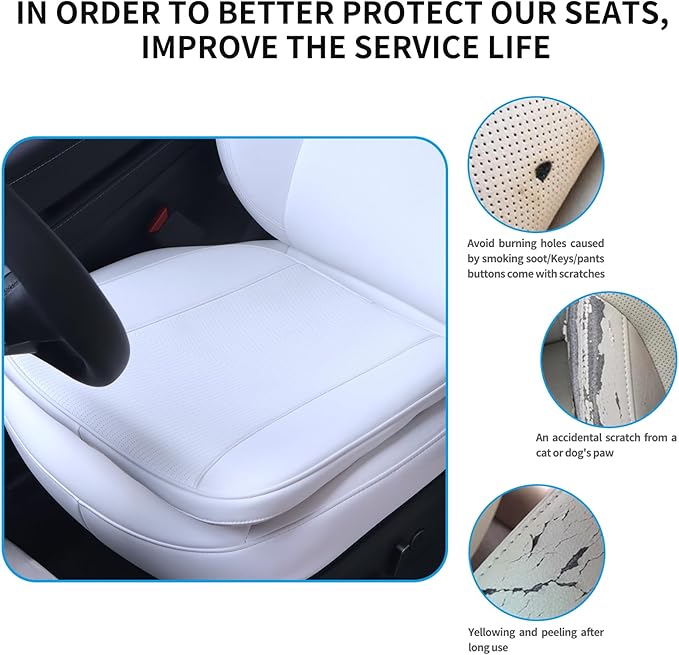 1 PackSeat Cushion for Tesla Model Y 3 S X Strong Support Hip Pain Relief for Driving Fits Most Car Seat Office Chair Home Use Washable Easy, White