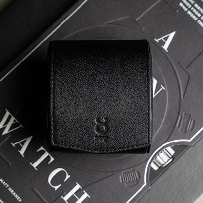 DailyWatch | Watch Roll Travel Case For 1 Watch | Luxury Watch Case In Genuine Black Leather With Soft Velvet Interior | Watch Case Protect, Store, & Display Your Watches | All Black