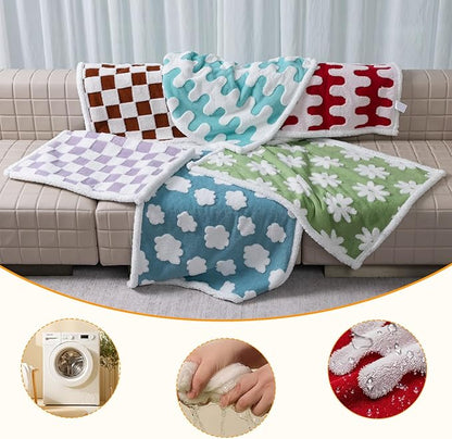 Maidewow Waterproof Pet Blanket,Dog Bed Covers Couch Sofa Stylish Jacquard Pets Throw Blankets for Puppy Cats Washable Reversible Furniture Protection Covers (Red Wave,XL)