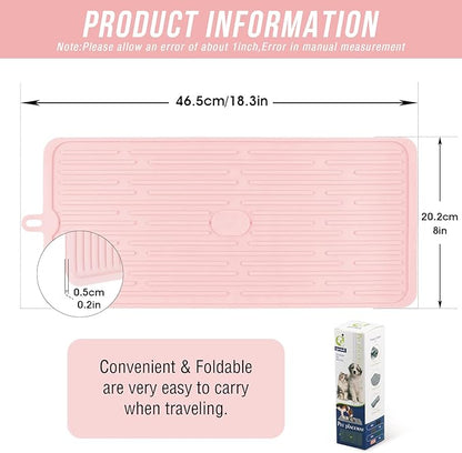 Dahaiwua Pet Placemat for Dog and Cat,Mat for Prevent Food and Water Overflow,Portable and Foldable Mat,Suitable for Medium and Small Pet Placemat for Dog and Cat(Pink)