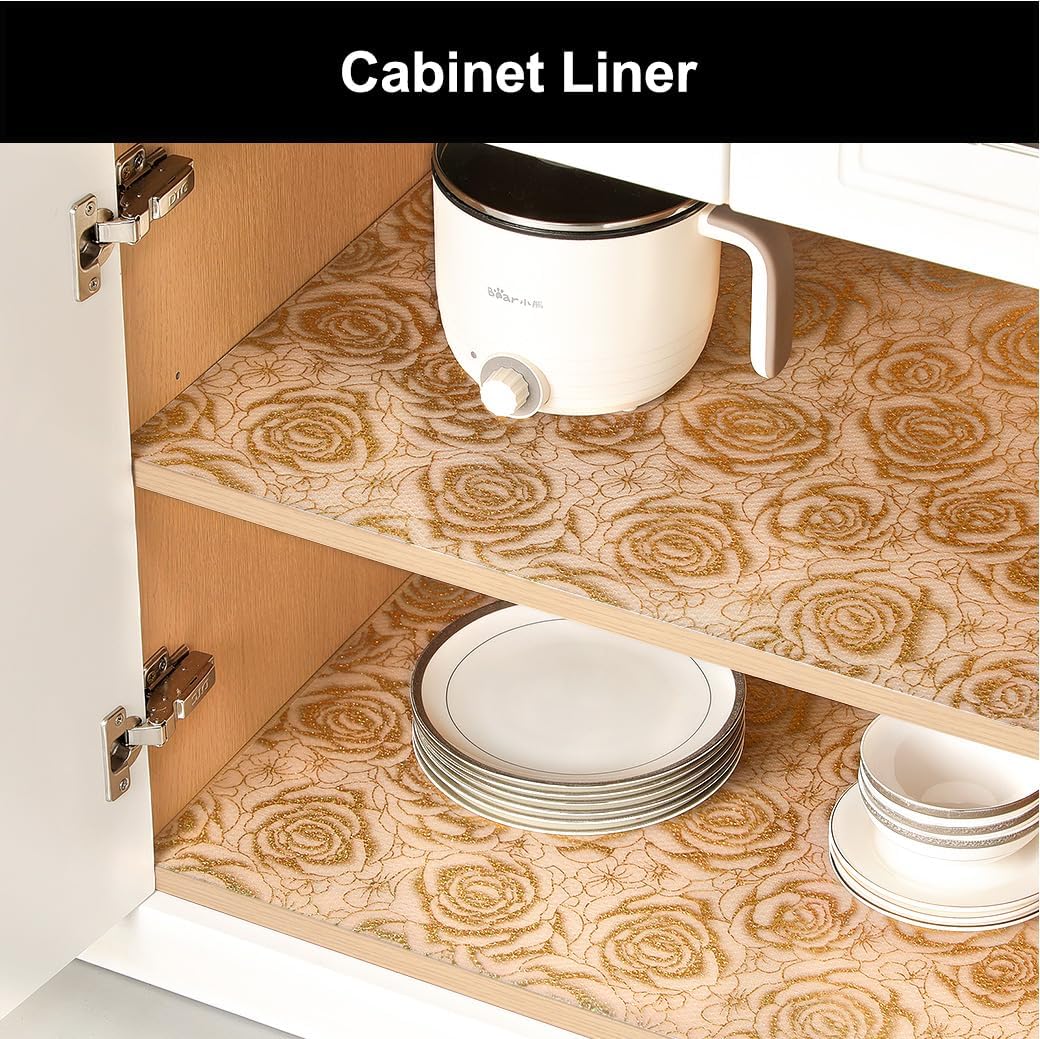 Cooyes Shelf Liner – Premium Non-Adhesive Cabinet & Drawer Liner for Kitchen – Waterproof Shelf Paper with Modern Pattern – Durable EVA Cabinet Mat – Easy to Cut （17.5" W x 78.7" L）