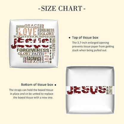 POIUBLE Tissue Box Holder Religious Words Tissue Box Cover Square Leather Tissue Holder Organizer Portable Decorative Facial Paper Case for Home Office Bathroom Vanity Countertop