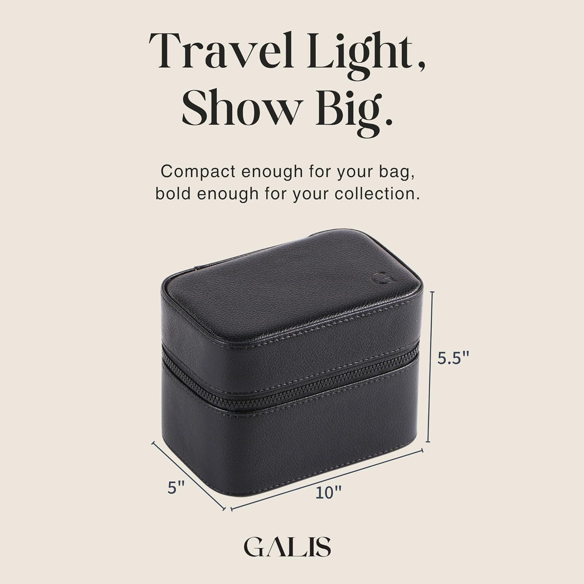 Galis Luxury Watch Travel Case for Men High End Portable 2-Slot Watch Holder and Watch Case, Premium Watch Box for Men, Jewelry Storage Organizer, Gift for Him, Fathers, Husband (Black & Orange)