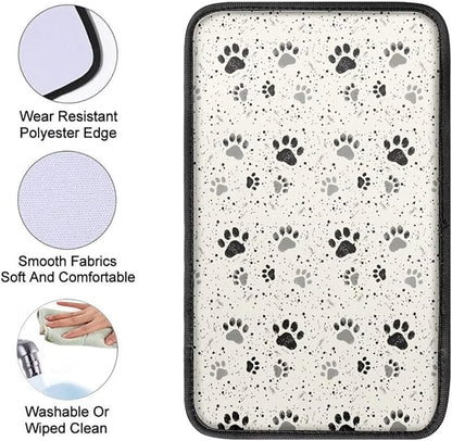 UNICEU Grey Black Dog Paw Car Center Console Cushion Pads Universal Fit Automotive Armrest Seat Box Covers Sot Comfort Car Interior Accessories for Women Men,Scratch Resistant Armrest Pads