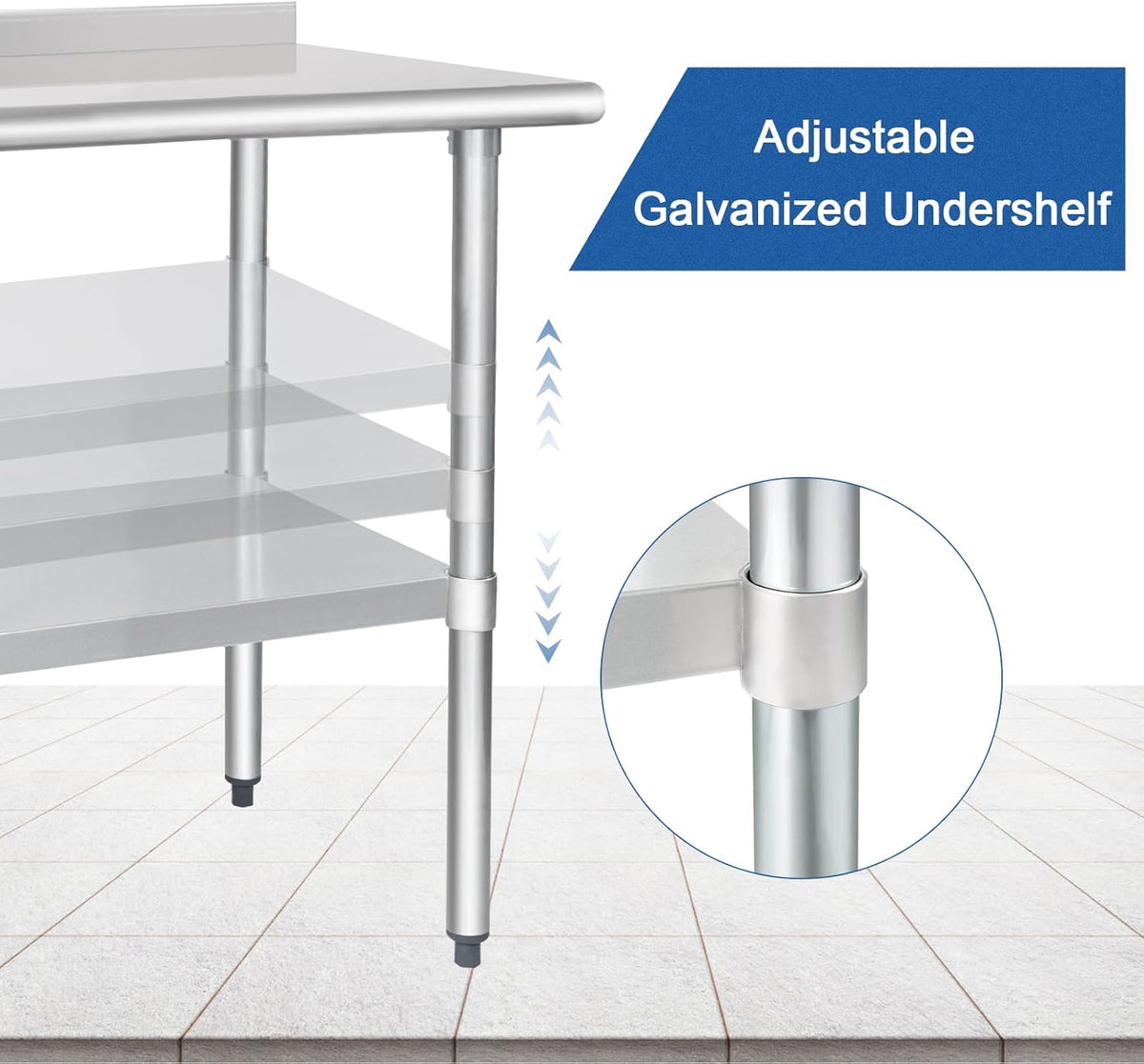 HARDURA Stainless Steel Table Prep & Work Table 24 x 48 Inches NSF Heavy Duty Commercial with Undershelf and Backsplash for Restaurant Kitchen Home and Hotel