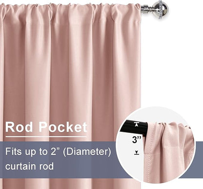 JIUZHEN Blush Pink Blackout Curtains