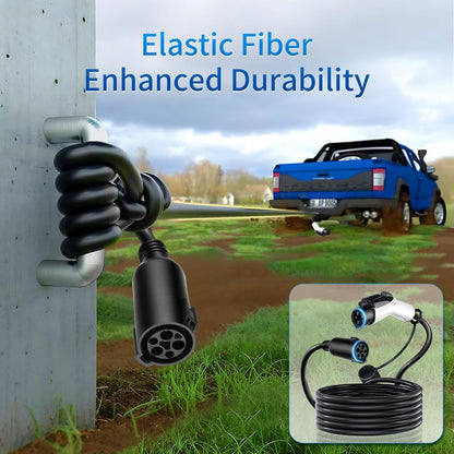 32A 21FT J1772 EV Extension Cable, Level 2 EV Charger Extension Cord, Heavy-Duty 240V EV Extension Cable for Fast Charging (21FT)