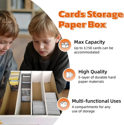 2 Set Sports Card Storage Boxes 3150 Count Bulk Card Trading Cards Collection Box Cardboard Card Storage Box for Card Game Baseball Card Sorting Tray Cases Cards with 10 Dividers Collector