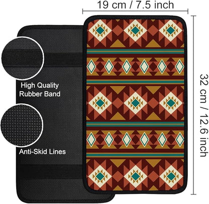 1pc Center Console Armrest Cover Pad 12.6x7.5 inch Indian Decorative Pattern Neoprene Car Armrest Cushion Waterproof Armrests Seat Box Cover Protector for Universal Cars Vehicles SUVs