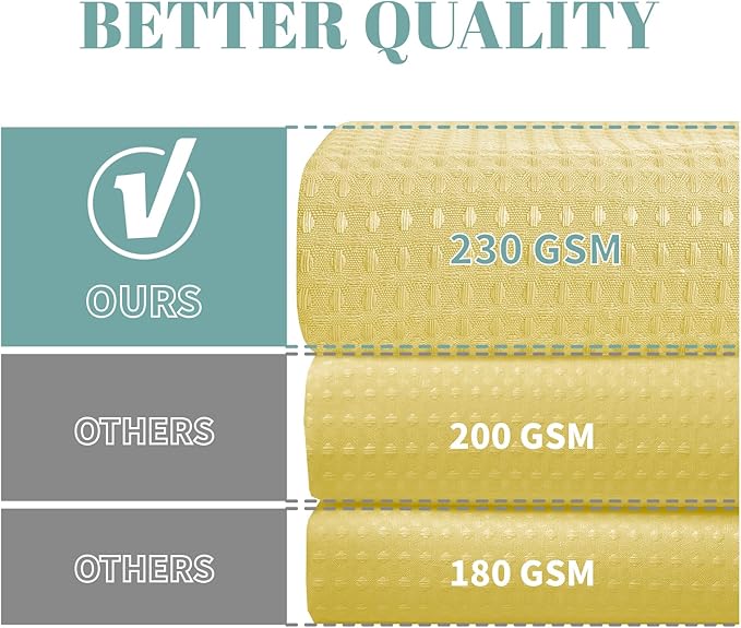 eachope Yellow No Hook Waffle Weave Shower Curtain with snap-in Liner Replacement, 230GSM Waterproof Fabric Hotel Shower Curtain Set for Bathroom, Through Mesh Top Window,71Wx74H