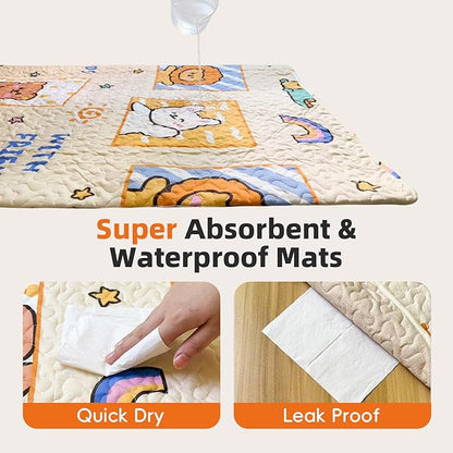 PJYuCien Washable Pee Pads for Dogs 2 Pack, 89" x 33" Octagonal Non-Slip and Leak-Proof Pee Mat, Puppy Training Pads for Whelping, Playpen, Crate, Bed （24/30/36/42'' 8 Panels Pen）