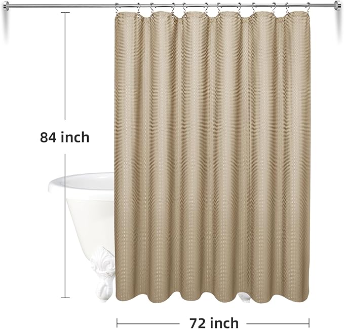 LaCyan 3 in 1 Waterproof Waffle Weave Shower Curtain and Clear Liner Set with 12 Stainless Steel Hooks Double Sided for Bathroom 72 Inches Heavy Duty Polyester Fabric Shower Curtains 72x84