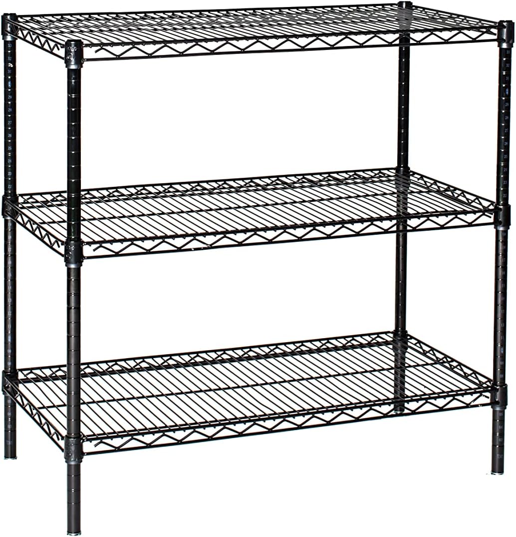 Omega 12" Deep x 24" Wide x 63" High 3 Tier Black Starter Shelving Unit