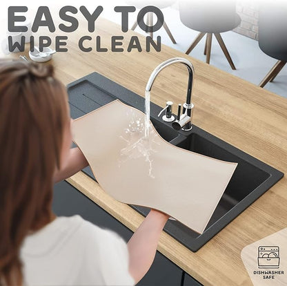 Dog Food Mat - 28x18 Raised Edges Dogs Mat for Food and Water Prevent Spill, Waterproof Cat Food Mats Protect Floors, Easy Clean Dog Bowl Mats for Food and Water, Silicone Pet Feeding Placemats