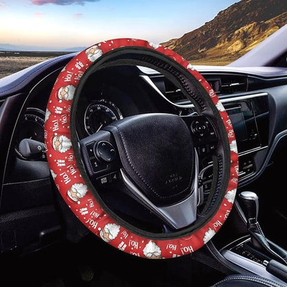 AFPANQZ Christmas Steering Wheel Covers Xmas Decor Car Accessories Cartoon Santa Claus Car Steering Wheel Covers Anti-Slip Soft Grip 14-15 inch Stretch-on Steering Wheel Protector Rrd