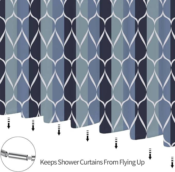MCCKTIU Blue Shower Curtain RV Shower Curtain Modern Bathroom Shower Curtains Waterproof Fabric Machine Washable Shower Curtain Set 47 x 64 Inches