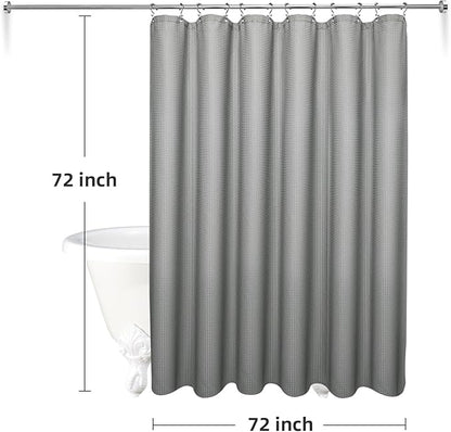 LaCyan 3-in-1 Waterproof Waffle Weave Shower Curtain Set 72x72, 258GSM Heavy Duty Fabric with Clear PEVA Liner (3 Magnets) & 12 Stainless Steel Double Hooks, Hotel Style Bathroom Upgrad