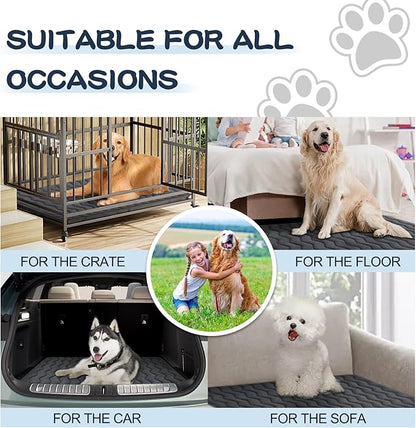 Bubble bear Dog Crate Mat - Upgraded Thick, Ultra Soft, Washable & Anti-Slip Kennel Pad for Small/Medium/Large Dogs, Dark-Hued to Hide Stains (59"x35")