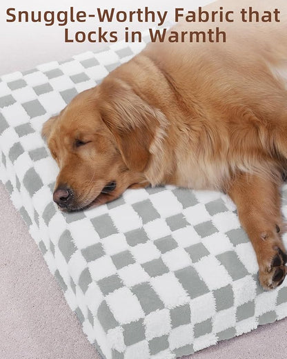 KSIIA Memory Foam Dog Bed Waterproof Large Dog Bed Orthopedic Crate Pad Supportive Crate Pads Soft Pet Mat for XL Pet Mats with Removable Washable Cover & Non-Slip Bottom, 48 x 35 Inch, Grey
