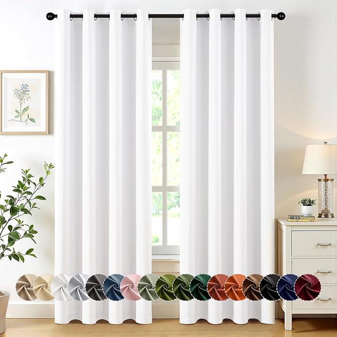 MIULEE Pure White Blackout Curtains