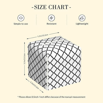POIUBLE Leather Tissue Box Holder Black and White Quatrefoil Tissue Box Cover Square Waterproof Tissue Holder Organizer Modern Napkin Holder for Bedroom Dresser Night Stand Office Desk