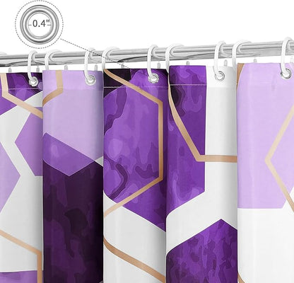 Litabel Modern Small Stall Shower Curtain for Bathroom, Purple Geometric Art Decor Waterproof Bath Curtain, Abstract Fabric Shower Curtain Sets for Home Decor, 36" W x 72" L Inch