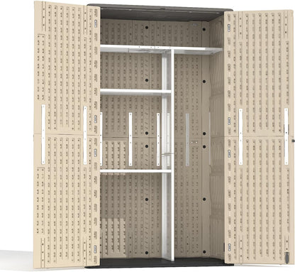 Vertical Storage Shed Shelf, Weatherproof Metal Shelf for 60 cuft Tool Cabinet, Ideal for Outdoor Use, with Screw and Nuts Easy Assembly, 45.6''L×13.2''W×69.9''H, White