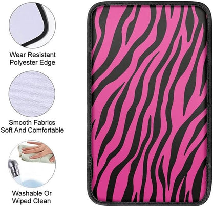 JoyLamoria Stripe Car Armrest Cushion Cover Center Console Box Pad Car Accessories,Pink