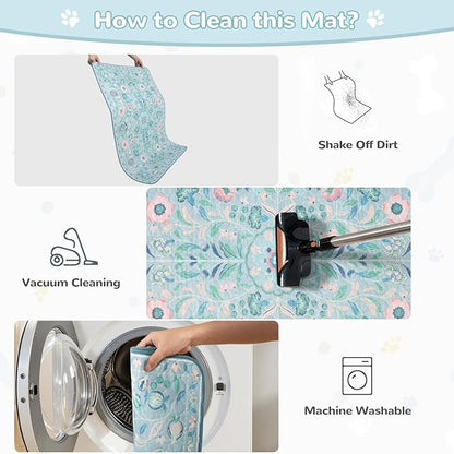 Lahome Washable Reusable Pee Pads for Dogs - Blue Botanical Floral 2 Pack Puppy Pads, Super Absorbent & Waterproof Dog Training Mats for Potty & Crate - Leakproof with Non-Slip Backing (24"x24")