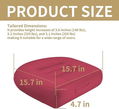 ESMING Car Booster Seat Cushion with Adjustable Height for Short Drivers, Tailbone Pain Relief, Breathable Mesh Memory Foam for Truck SUV Office Chair 15.7x15.7x4.7 Inches - Pink