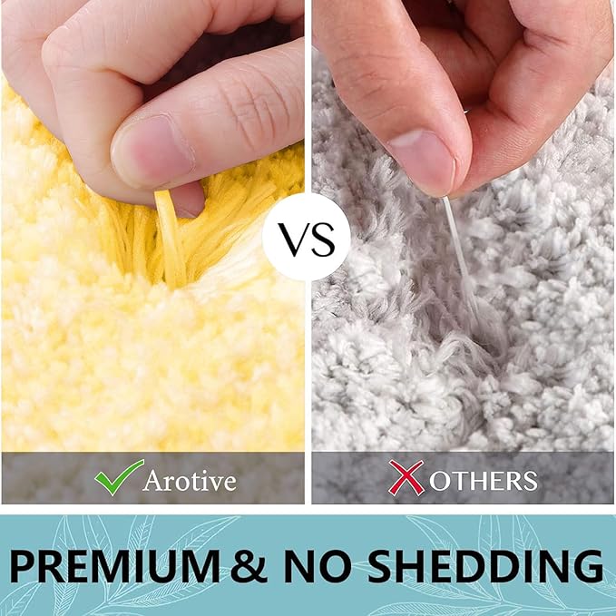 Arotive Microfiber Bathroom Rugs, Shaggy Soft and Absorbent Bath Rug, Non-Slip, Thick Plush Machine Washable Dry Bath Mats for Bathroom, Tub and Shower, 30x20, Yellow, Rectangular