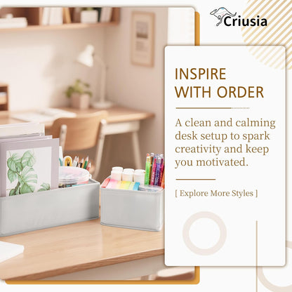 Criusia 15 Pack Drawer Organizer for Clothes, Foldable Dresser Dividers with 3 Sizes, Fabric Storage Bins – Gray