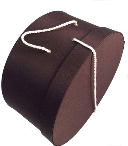 Sarah's Hat Boxes Classic Brown Hat Box – 12.75" x 6.5" (Dia. x Ht.) Handmade in USA – Odorless Non-Toxic Adhesive, Cording Handle – Premium Storage for Hats & Accessories