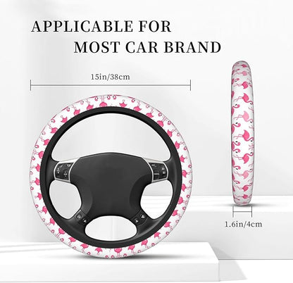 Flamingoes Art Pattern Universal Fit Steering Wheel Cover for Car, Truck, and SUV, Durable Steering Wheel Protection