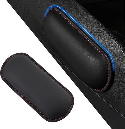 Car Center Console Knee Leg Elbow Cushion Pad, Soft Leather Door Armrest Foot Care Thigh Support Comfort Pillow, Auto Interior Accessories for Knee Pain Relief (Black/Red)
