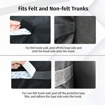 Deluxe Trunk Organizer for Medium or large size SUVs & RVs, Backseat Hanging Trunk Organizer, Waterproof Collapsible Car Storage Bag with 6 Pockets, Reinforced No-Sag Design