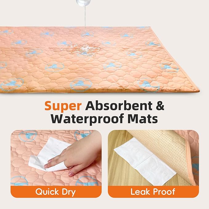 PJYuCien Washable Pee Pads for Dogs 2 Pack, 89" x 33" Octagonal Non-Slip and Leak-Proof Pee Mat, Puppy Training Pads for Whelping, Playpen, Crate, Bed （24/30/36/42'' 8 Panels Pen）