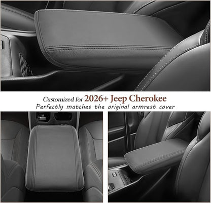 SKTU for 2026 Jeep Cherokee Armrest Cover for 2026+ Cherokee (Base/Laredo/Limited/Overland) Center Console Cover Jeep Cherokee 2026 Accessories Console Cushion Pad 2026 Cherokee Seat Box Pad Soft