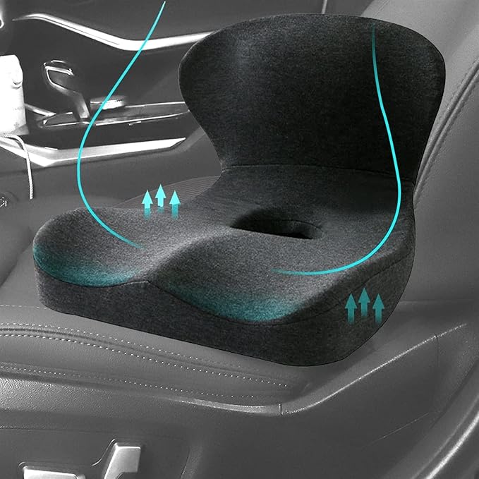 Car Seat Cushion & Lumbar Support Memory Foam Chair Pad, Back Support Pillow Chair Cushion for Office Reduce Tailbone Pressure & Improve Comfort(Rojo)