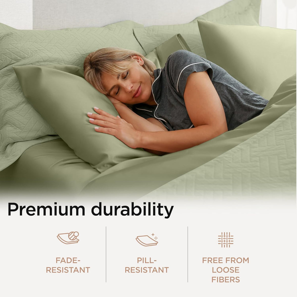 Threadmill Twin XL Sheet Sets | 100% Supima Cotton Sheets for Twin XL Mattress | Solid Sateen Twin XL Bed Sheets Set with 16” Deep Pocket | Soft Breathable 3-Piece Cooling Sheet Set| Sage Green Sheets