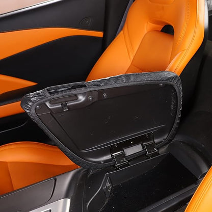 Center Console Cover Pad for Chevrolet Corvette C7 2014-2019 Accessories, Console Arm Rest Lids Cover Mat, Car Armrest Seat Box Cushion Protector, Armrest Pillow, Auto Armrest Cover (Leather_A)