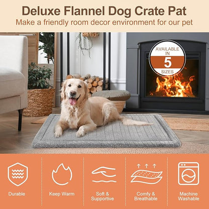 BEAUTYZOO Dog Bed Crate Pad 42 x 28 inch, Washable Dog Crate Mat for X-Large Sized Dogs, Anti-Slip Pet Crate Bed Kennel Pad, Durable Cozy Puppy Sleeping Mat Rectangle Mattress, Grey