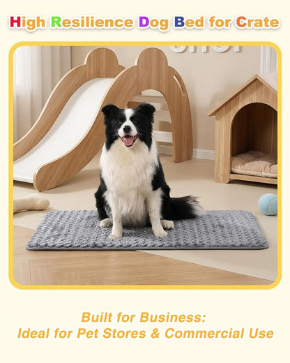 Small Dog Bed for Crate High Resilience Foam Crate Pad Mat for Medium Dogs Washable Anti-Slip,23" x 17",Dark Gray