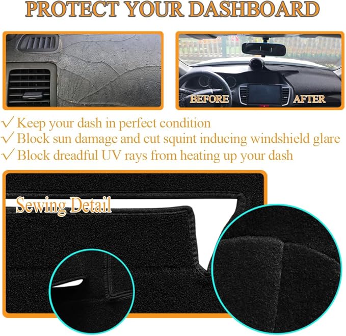 Dash Cover Mat Custom Fit for Chevy Chevrolet Uplander, Pontiac Montana, Buick Terraza, Saturn Relay (Black) K202