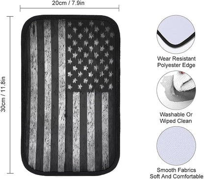for Vintage Retro American Flag Black Car Center Console Armrest Cover Car Handrail Box Cushion Handrail Box Armrest Cushion Middle Consoles Protector for Most Car