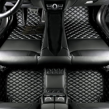Yaruicar Custom Personalized Floor Mats for Cars Luxury Full Coverage All Car Floor Mats Anti-Slip Leather Car Mat Set Trucks & SUVs Trucks Automotive Floor Mats Liners (All Black)