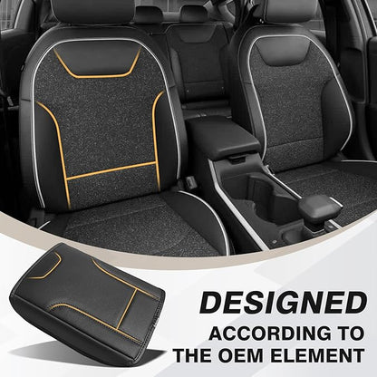 Muslogy Center Console Armrest Cover Compatible with Kia K4 2025 2026 Comfort Armrest Pad Arm Rest Cushion Vegan Leather Protector Regular Thick